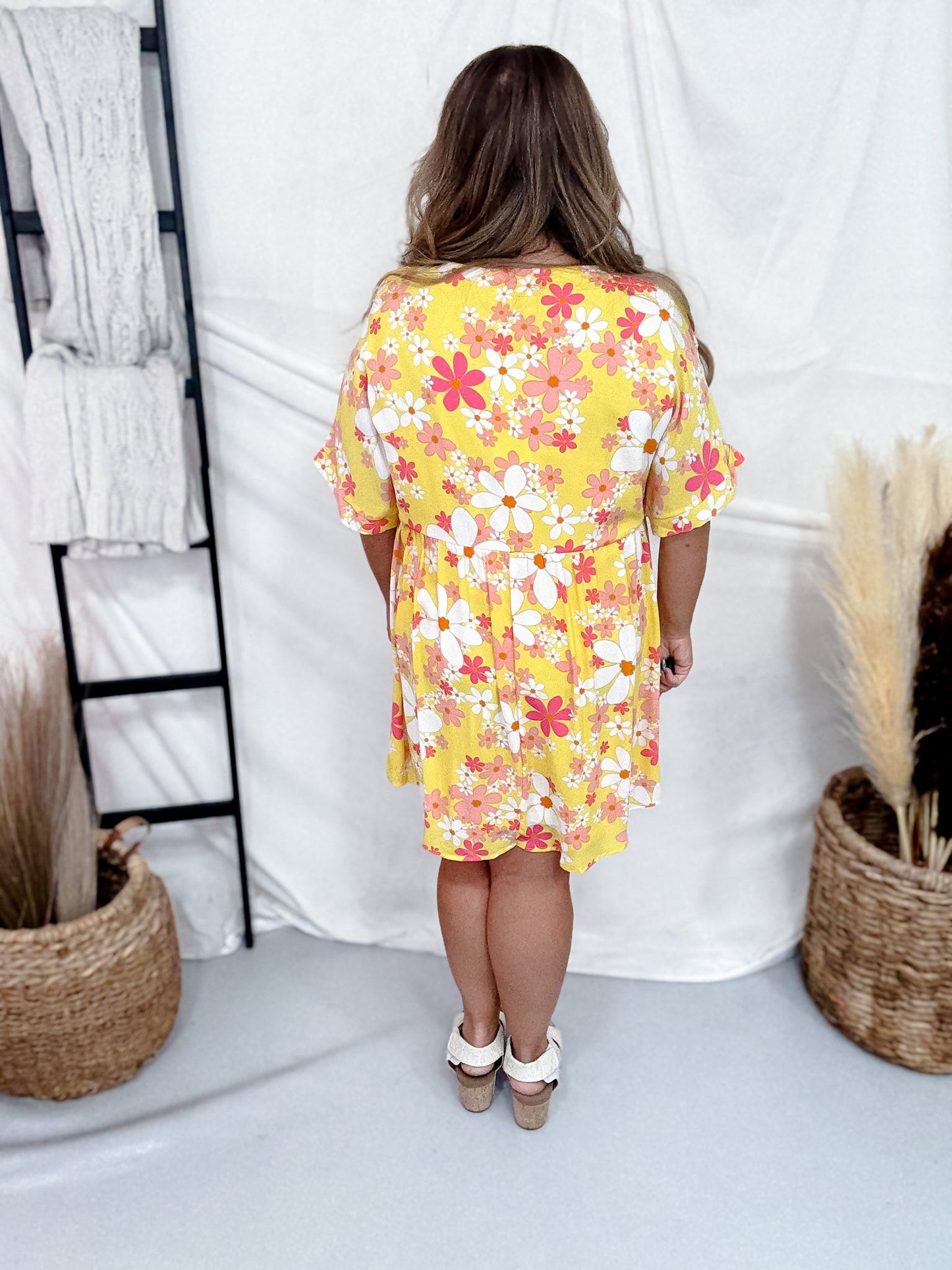 Floral Print Babydoll Dress - Whiskey Skies - ANDREE BY UNIT