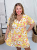 Floral Print Babydoll Dress - Whiskey Skies - ANDREE BY UNIT