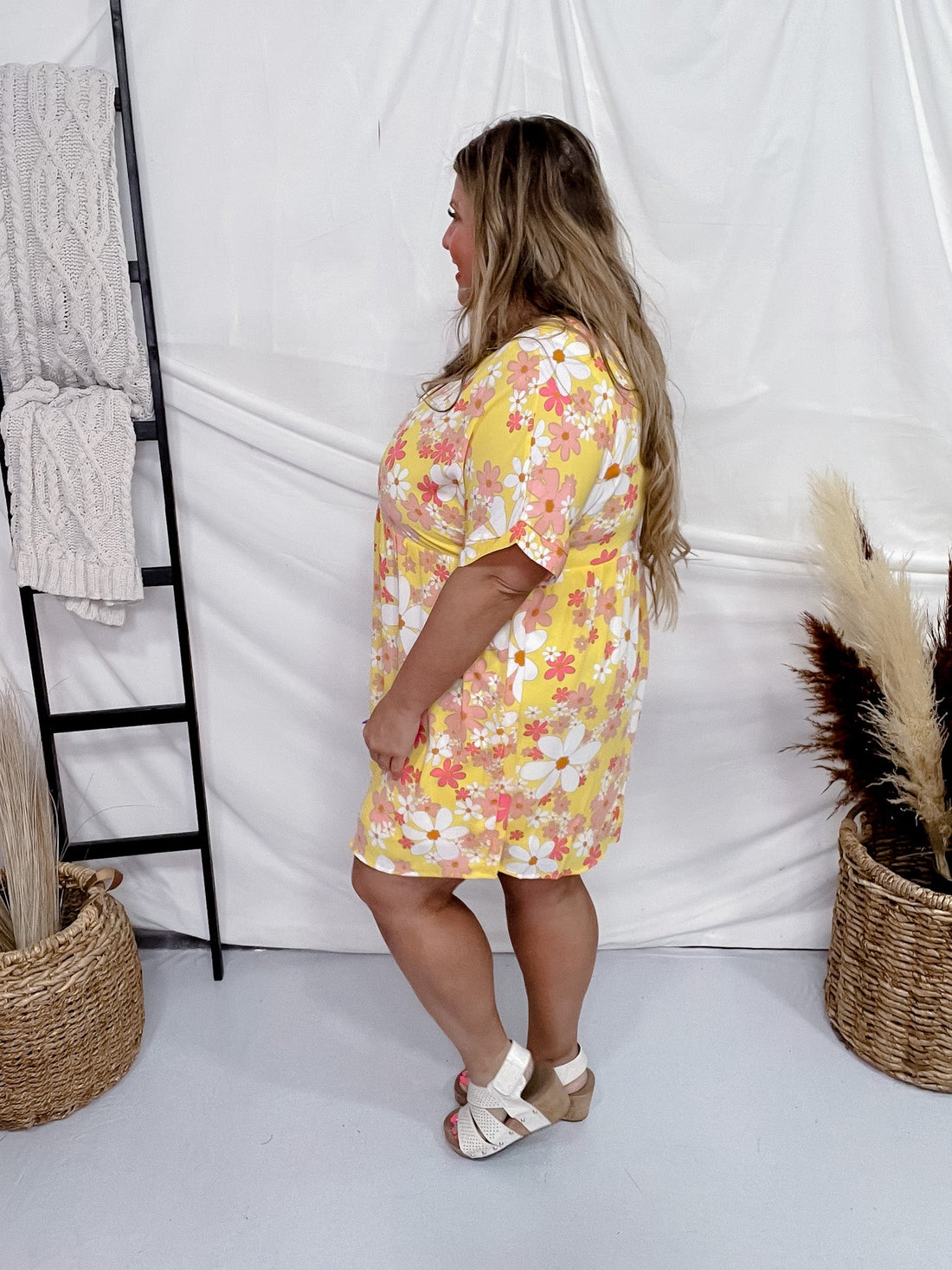 Floral Print Babydoll Dress - Whiskey Skies - ANDREE BY UNIT