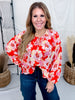 Floral Print Balloon Sleeve Top With Tie Neckline - Whiskey Skies - SEW IN LOVE