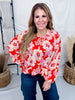 Floral Print Balloon Sleeve Top With Tie Neckline - Whiskey Skies - SEW IN LOVE