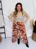 Floral Print Chiffon Ruffle Maxi Skirt - Whiskey Skies - POLAGRAM + BAEVELY