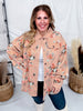 Floral Print Denim Shacket In Vintage Latte - Whiskey Skies - BIBI