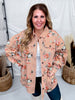 Floral Print Denim Shacket In Vintage Latte - Whiskey Skies - BIBI