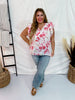 Floral Print Flutter Sleeve Sheer V - Neck Top - Whiskey Skies - BIBI