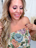 Floral Print Jacquard Strapless Peplum Top - Whiskey Skies - SWEET GENERIS