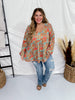 Floral Print Long Puff Sleeve Waffle Knit Tiered Top - Whiskey Skies - HEIMISH