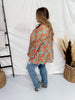 Floral Print Long Puff Sleeve Waffle Knit Tiered Top - Whiskey Skies - HEIMISH