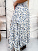 Floral Print Maxi Skirt W/ Elastic Waistband & Tiered Ruffle Detail - Whiskey Skies - DAVI & DANI