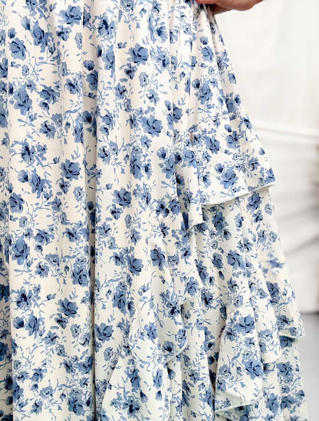 Floral Print Maxi Skirt W/ Elastic Waistband & Tiered Ruffle Detail - Whiskey Skies - DAVI & DANI