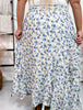 Floral Print Maxi Skirt W/ Elastic Waistband & Tiered Ruffle Detail - Whiskey Skies - DAVI & DANI
