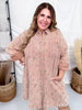 Floral Print Mocha Cotton Gauze Shirt Dress - Whiskey Skies - EASEL