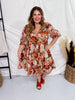 Floral Print Puff Sleeve Sweetheart Dress - Whiskey Skies - POLAGRAM + BAEVELY