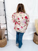 Floral Print Sand Colored Short Puff Sleeve Top - Whiskey Skies - ENTRO