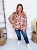 Floral Printed Blouse W/ Ruffled Yoke & Pleated Balloon Sleeves - Whiskey Skies - ODDI