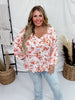 Floral Printed Blouse W/ Split Neckline - Whiskey Skies - ANDREE BY UNIT