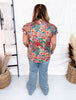 Floral Printed Short Flutter Sleeve Blouse - Whiskey Skies - ODDI