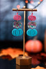 Floral Pumpkin Acrylic Dangler Earrings - Whiskey Skies - DOOHICKIES