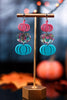 Floral Pumpkin Acrylic Dangler Earrings - Whiskey Skies - DOOHICKIES