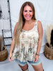 Floral Scoop Neck Mesh Tank Top - Whiskey Skies - SEW IN LOVE