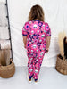 Floral Skulls Pajama Set With Short Sleeve Top & Joggers - Whiskey Skies - SHIRLEY & STONE