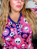 Floral Skulls Pajama Set With Short Sleeve Top & Joggers - Whiskey Skies - SHIRLEY & STONE