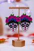 Floral Sugar Skull Woman Earrings - Whiskey Skies - PERIWINKLE BY BARLOW