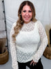 Floral Textured Ivory Mesh Long Sleeve Top - Whiskey Skies - DAVI & DANI