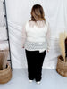 Floral Textured Ivory Mesh Long Sleeve Top - Whiskey Skies - DAVI & DANI