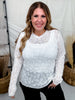 Floral Textured White Mesh Long Sleeve Top - Whiskey Skies - DAVI & DANI