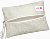 "Florence" Ivory Jacquard Fabric Makeup Bag - Whiskey Skies - MAKEUP JUNKIE BAGS