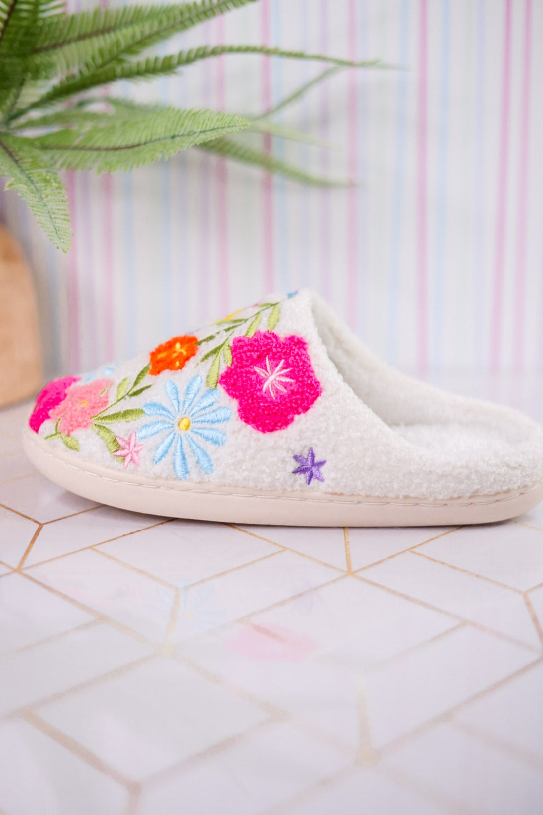 Flower Bloom Slippers - Whiskey Skies - LIVING ROYAL