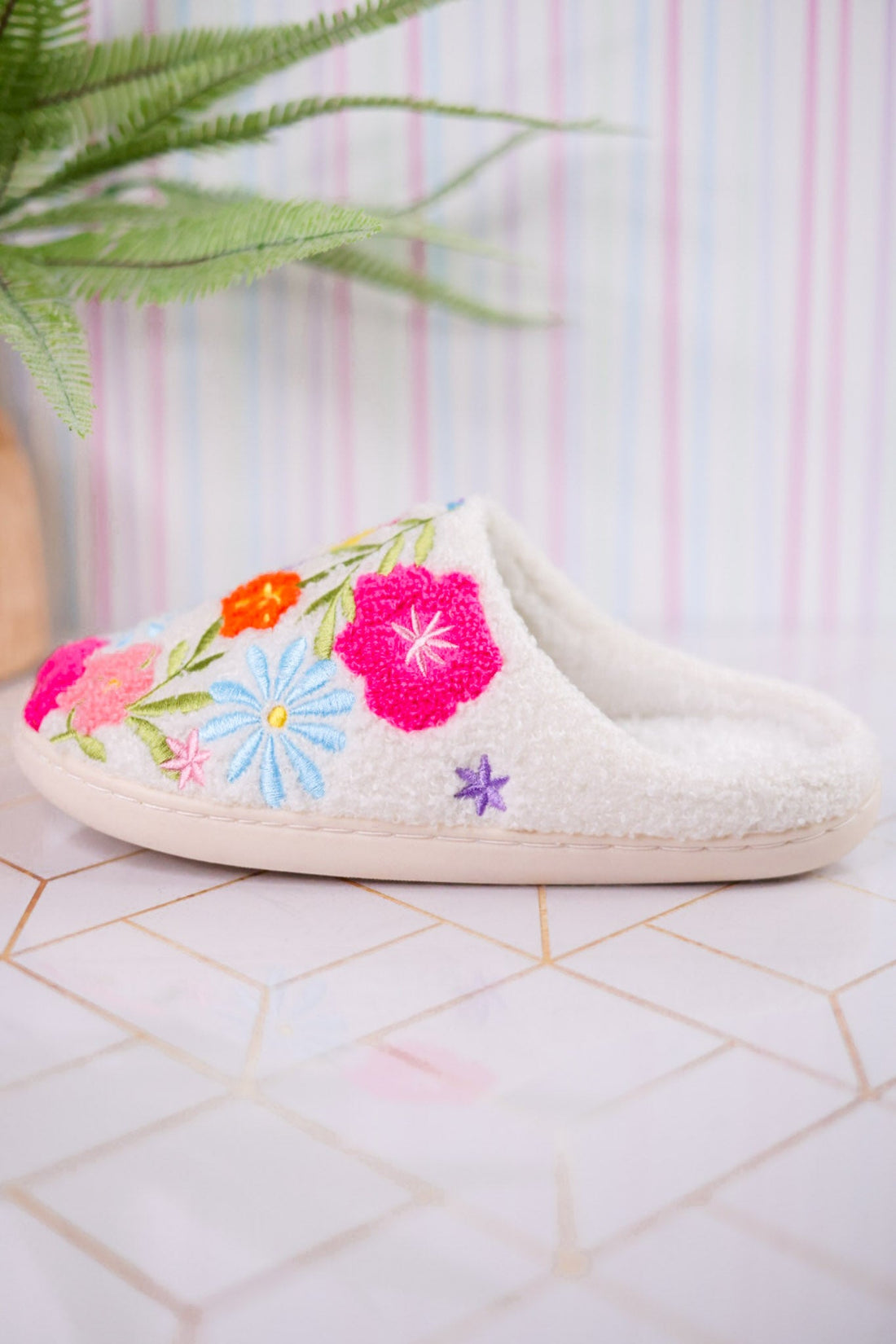 Flower Bloom Slippers - Whiskey Skies - LIVING ROYAL