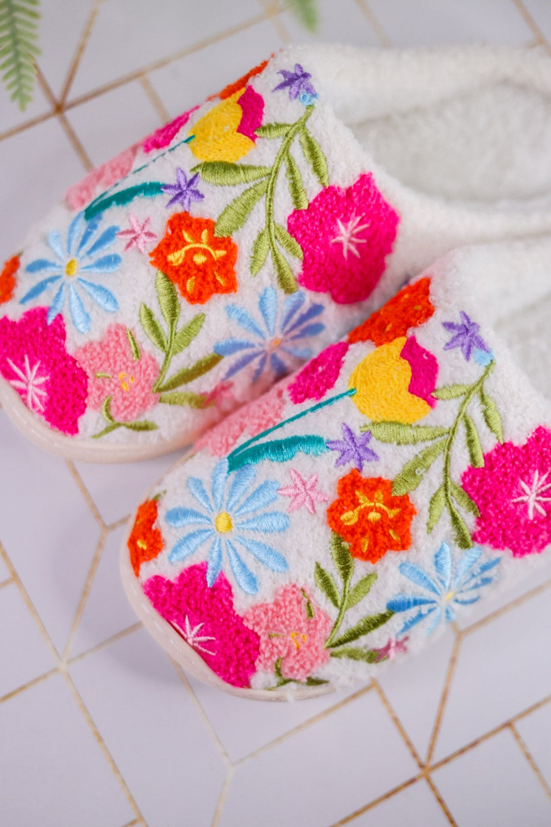 Flower Bloom Slippers - Whiskey Skies - LIVING ROYAL