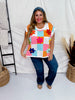 Flower Patch Multi Color Checker Sweater Vest - Whiskey Skies - BIBI