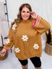 Flower Pattern 3/4 Wide Sleeve Knit Sweater - Whiskey Skies - EASEL
