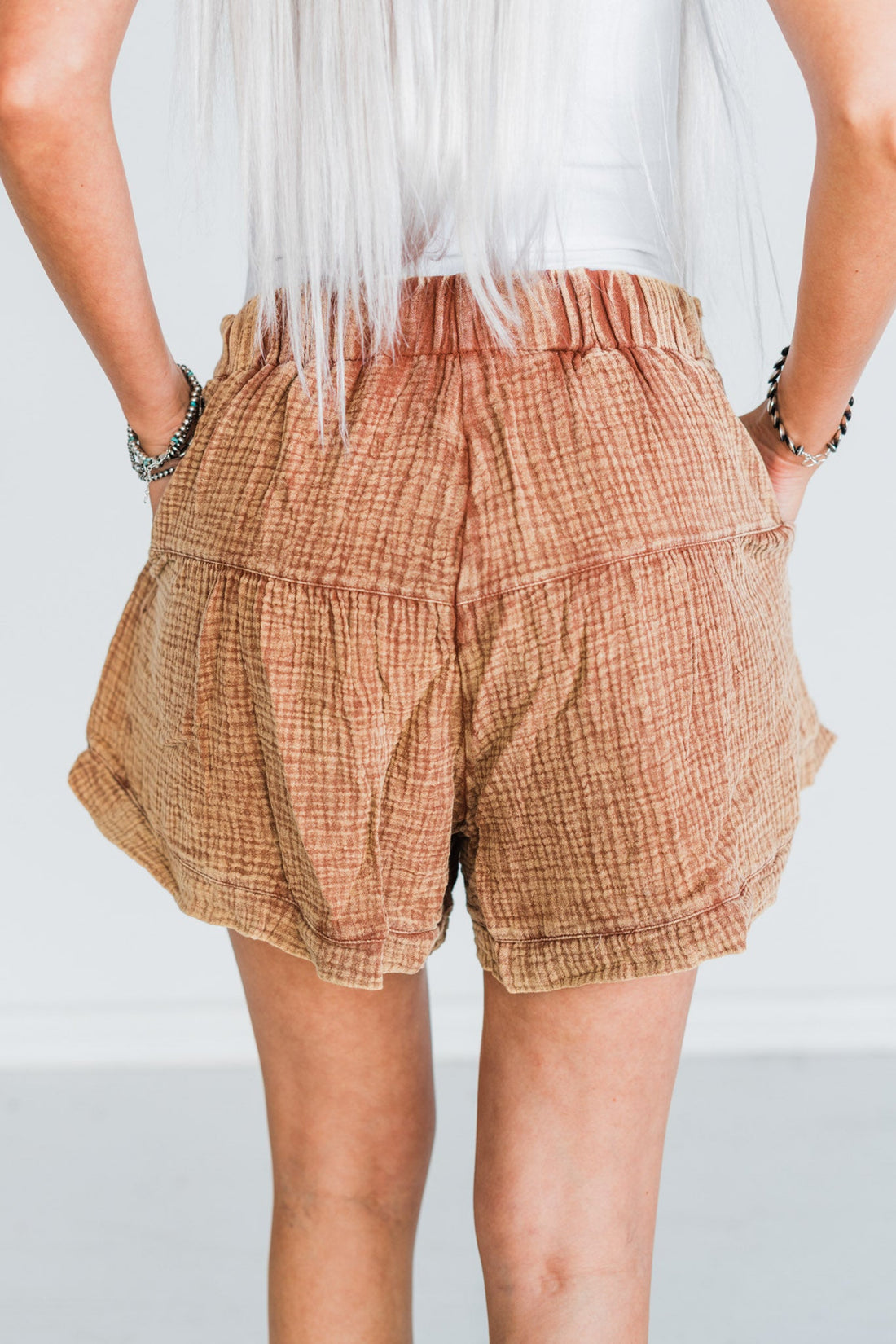Flowy Western Chic "Range Riders" Saddle Colored Shorts - Whiskey Skies - 2 FLY CO.