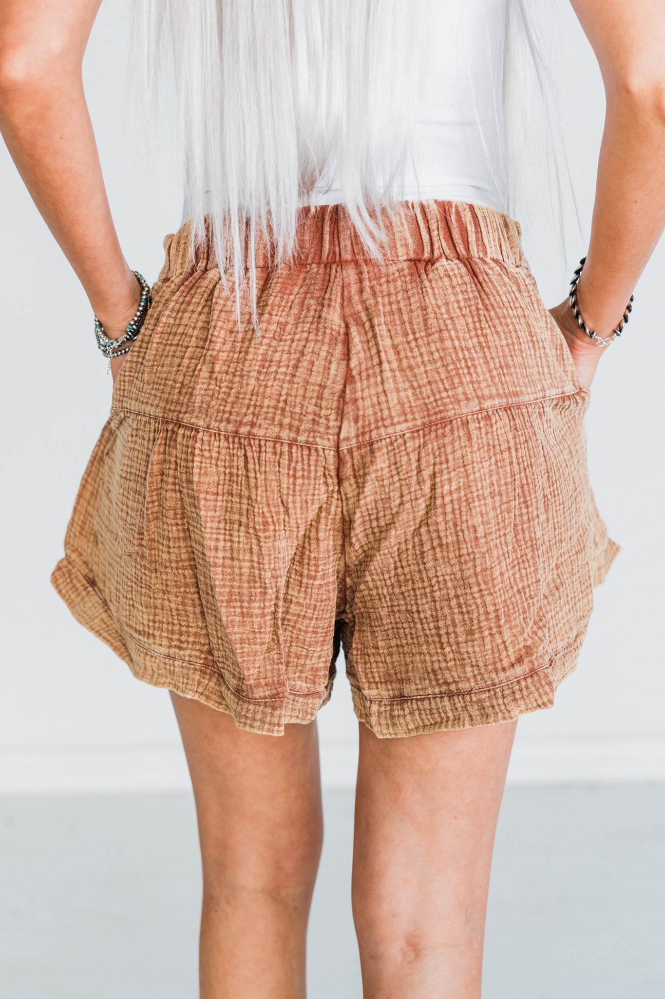 Flowy Western Chic "Range Riders" Saddle Colored Shorts - Whiskey Skies - 2 FLY CO.