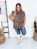 Flutter Sleeve Leopard Print Top With Shirred Yoke - Whiskey Skies - BIBI