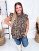 Flutter Sleeve Leopard Print Top With Shirred Yoke - Whiskey Skies - BIBI