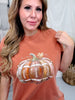 Football Pumpkin Short Sleeve Graphic Tee - Whiskey Skies - GLAIME