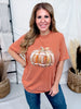 Football Pumpkin Short Sleeve Graphic Tee - Whiskey Skies - GLAIME