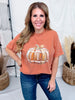 Football Pumpkin Short Sleeve Graphic Tee - Whiskey Skies - GLAIME