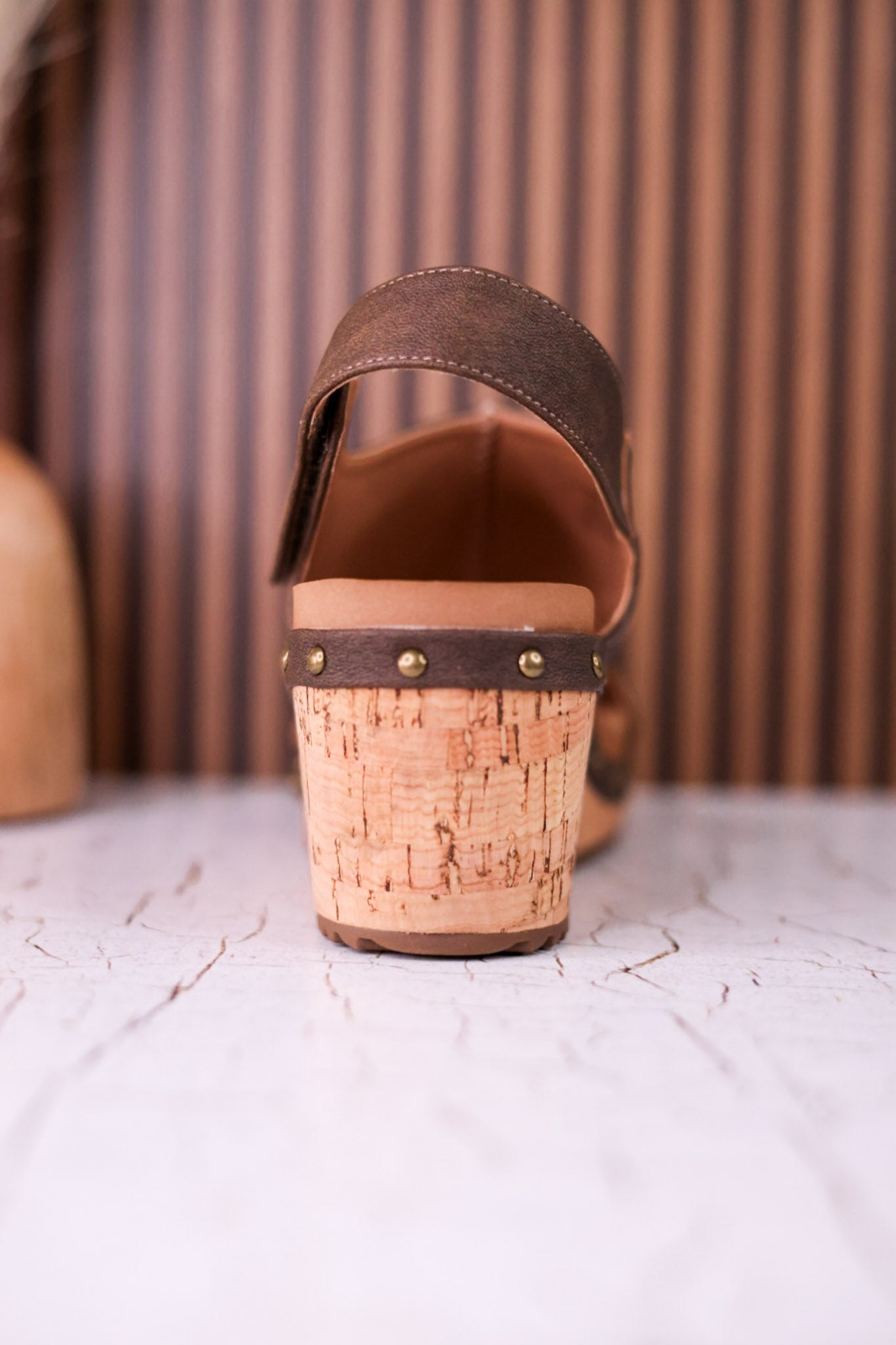 For Keeps Studded Wedges In Chocolate - Whiskey Skies - CORKYS FOOTWEAR