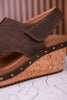 For Keeps Studded Wedges In Chocolate - Whiskey Skies - CORKYS FOOTWEAR