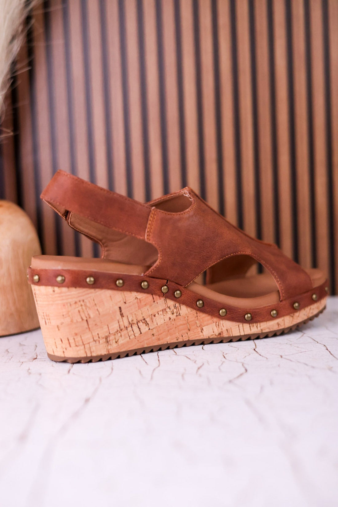 For Keeps Studded Wedges In Rust - Whiskey Skies - CORKYS FOOTWEAR