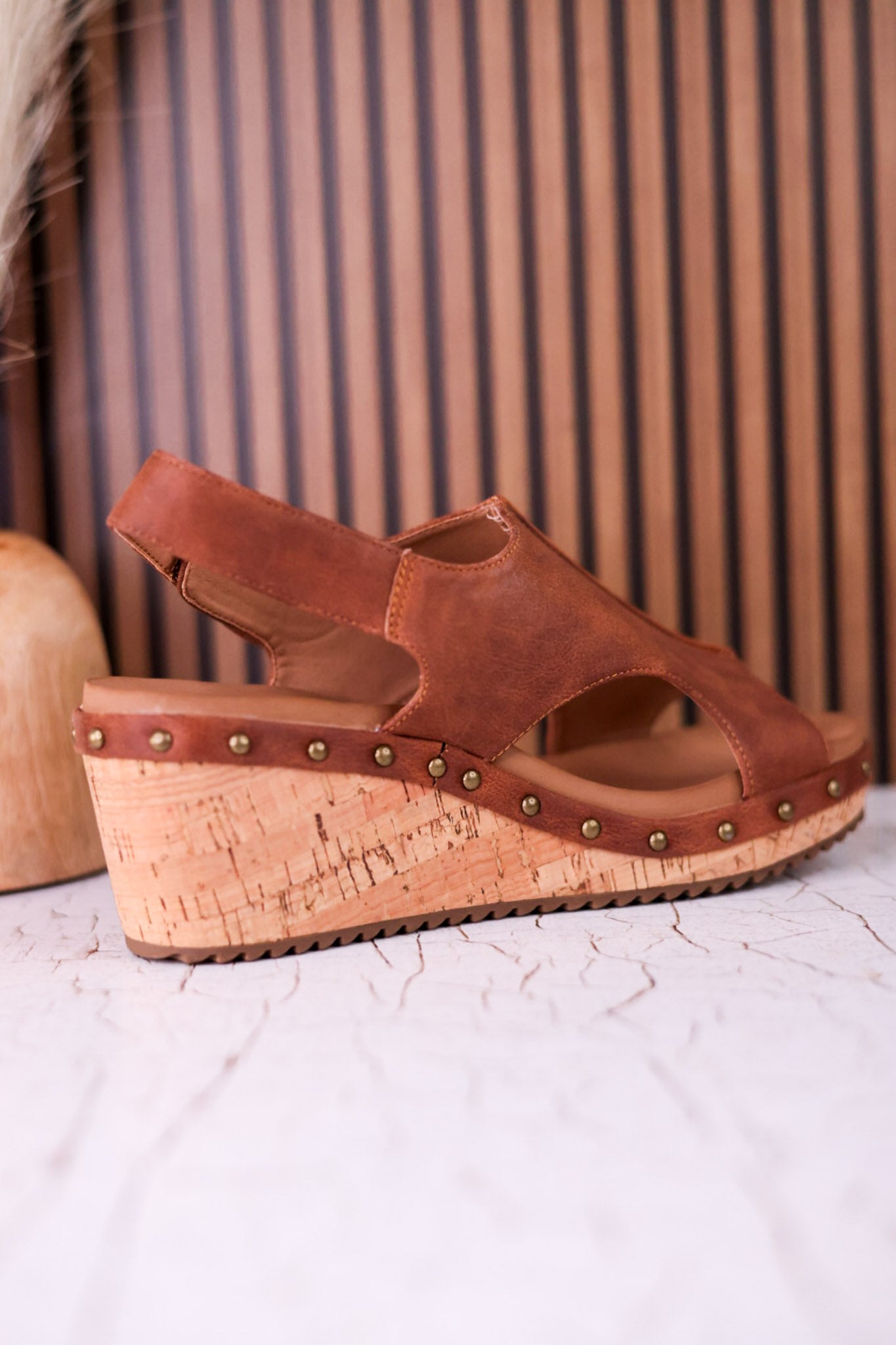 For Keeps Studded Wedges In Rust - Whiskey Skies - CORKYS FOOTWEAR