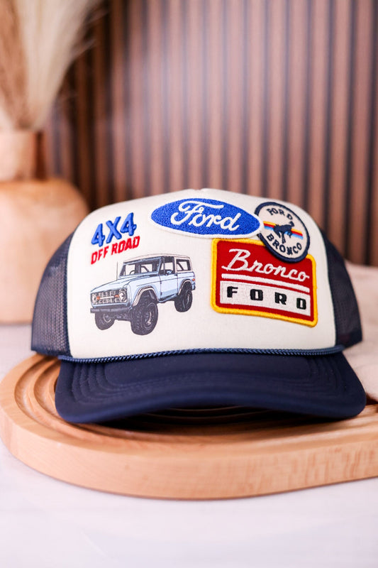 Ford Bronco Multi Patch Snapback Trucker Hat - Whiskey Skies - AMERICAN NEEDLE