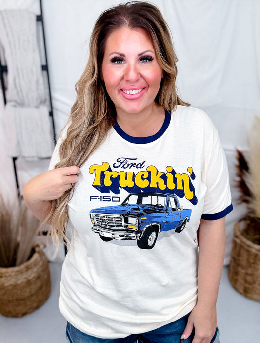 Ford Truckin' Vintage Wash Ringer Tee - Whiskey Skies - AMERICAN NEEDLE