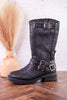 Forever Boots with Buckle Details in Black - Whiskey Skies - VERY G